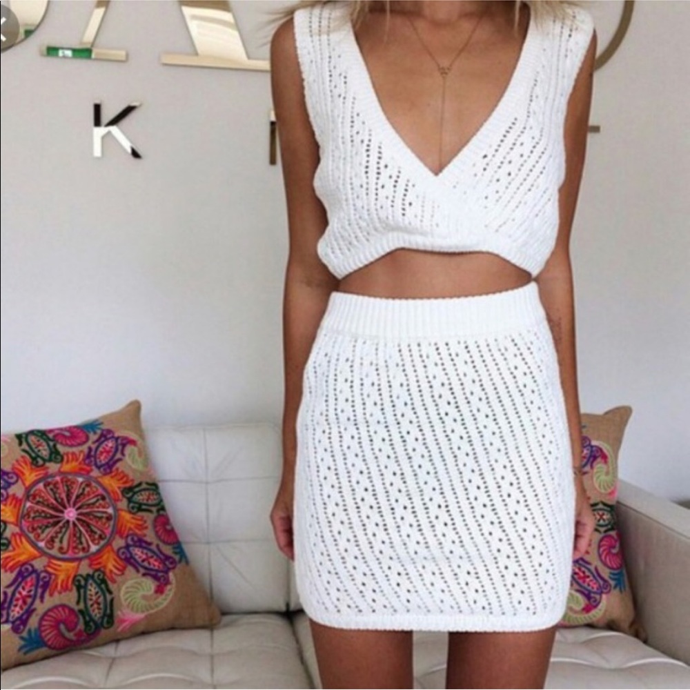 Saboskirt Knit Set in White